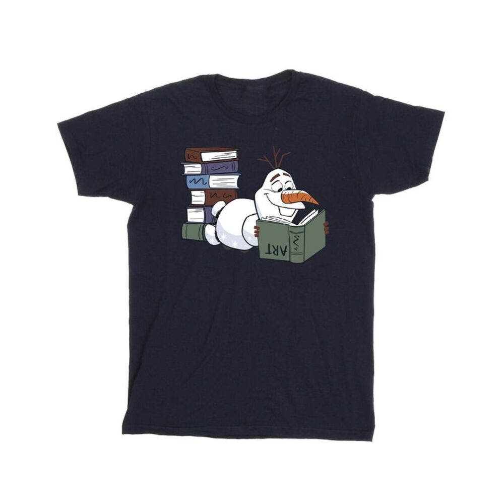 Frozen II Mens Olaf Reading Cotton T-Shirt / Navy Blue